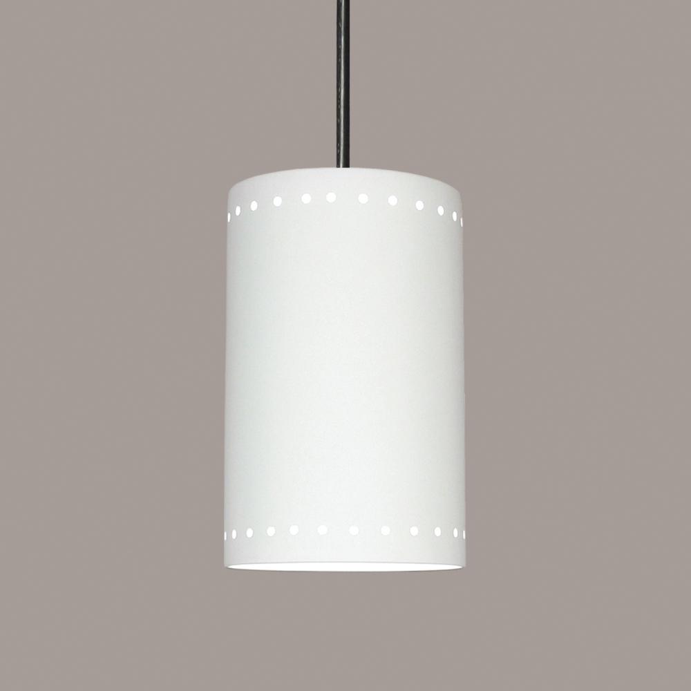 Delos Pendant: White Crackle (Black Cord & Canopy)