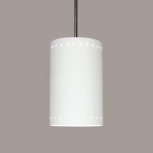 A-19 P205-WC-BCC-1LEDE26 - Delos Pendant: White Crackle (Black Cord & Canopy)