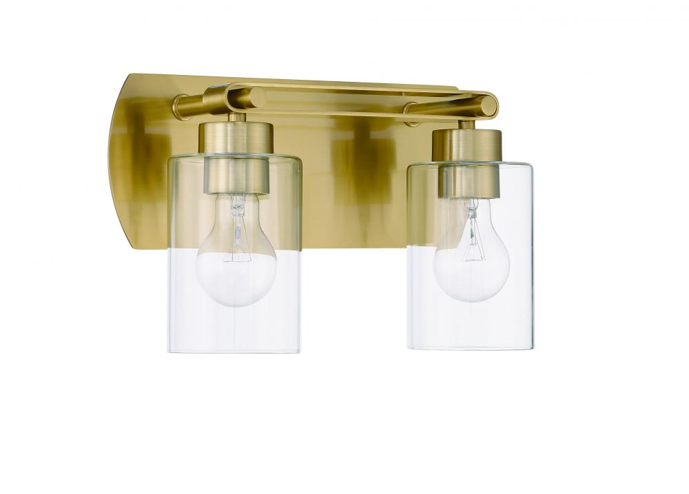 Hendrix 2 Light Vanity in Satin Brass