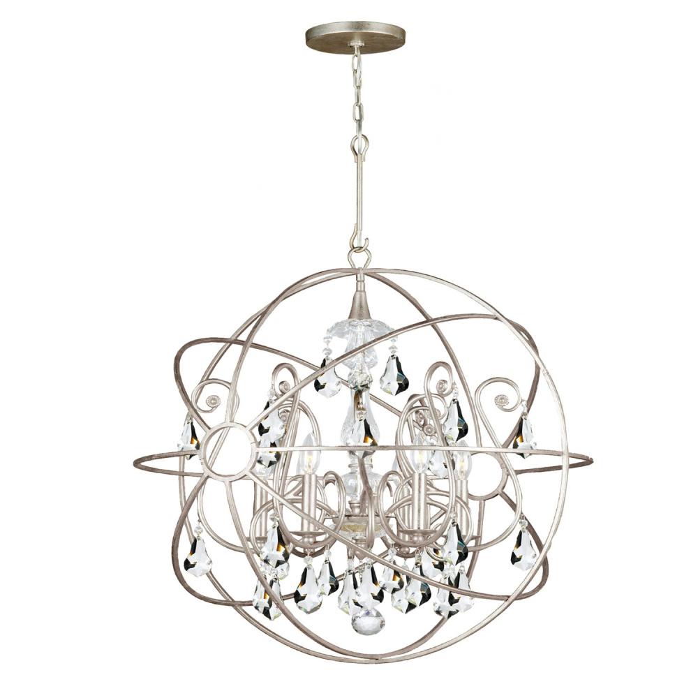 Solaris 5 Light Swarovski Strass Crystal Olde Silver Sphere Chandelier