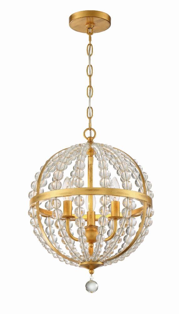 Roxy 3 Light Antique Gold Mini Chandelier