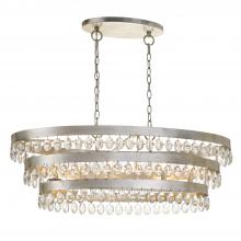 Crystorama 6107-SA - Perla 6 Light Antique Silver Linear Oval Chandelier