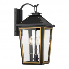 Crystorama HAW-602-MK-TG - Hawkins 3 Light Matte Black + Textured Gold Outdoor Sconce