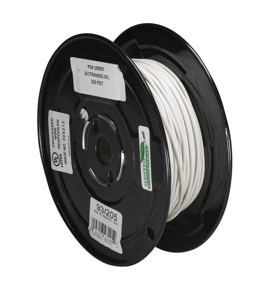 Lighting Bulk Wire; 18/1 Stranded Braid 200C SF-1; 250 Foot/Spool; White