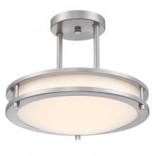 Westinghouse 6136600 - 12 in. 15W LED Semi-Flush with Color Temperature Selection Brushed Nickel Finish Frosted Acrylic