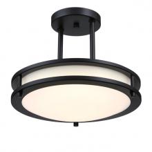 Westinghouse 6136700 - 12 in. 15W LED Semi-Flush with Color Temperature Selection Matte Black Finish Frosted Acrylic Shade