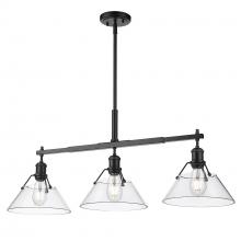 Golden 3306-LP BLK-CLR - Orwell 3-Light Linear Pendant in Matte Black with Clear Glass