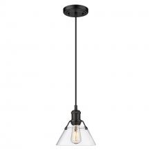 Golden 3306-S BLK-CLR - Orwell 7.5" Wide Small Pendant in Matte Black with Clear Glass