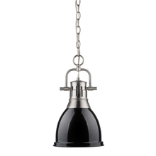 Golden 3602-S PW-BK - Duncan Small Pendant with Chain in Pewter with Black