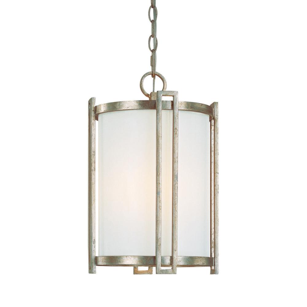 Three Light Winter Gold Framed Glass Foyer Hall Fixture