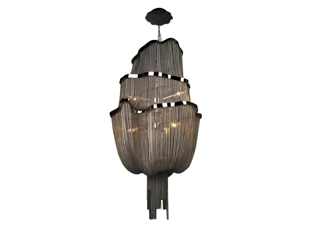 Mullholland Dr. Collection Black Steel Chain Hanging Foyer Fixture