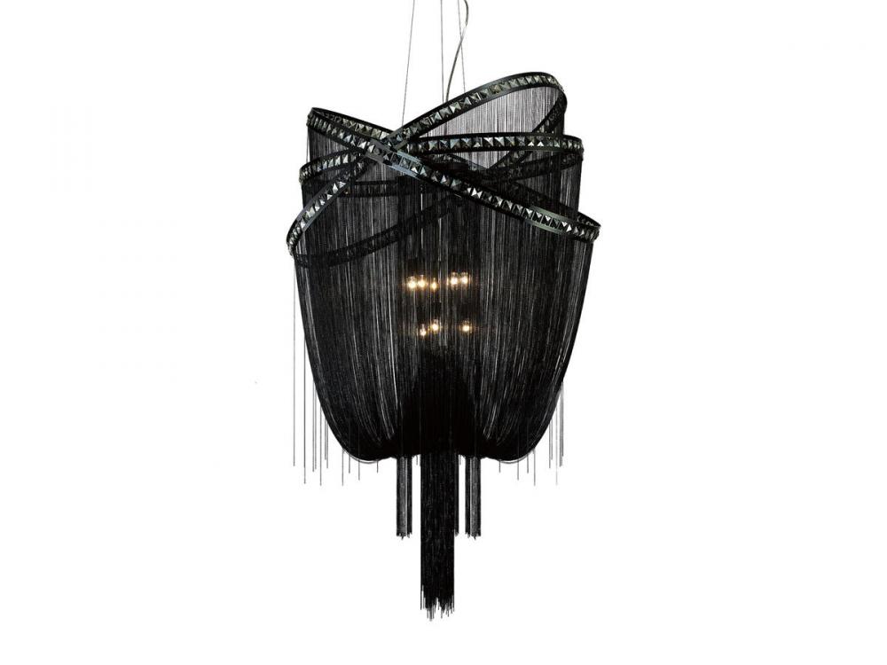 Wilshire Blvd. Collection Black Steel Chain Foyer Hanging Fixture