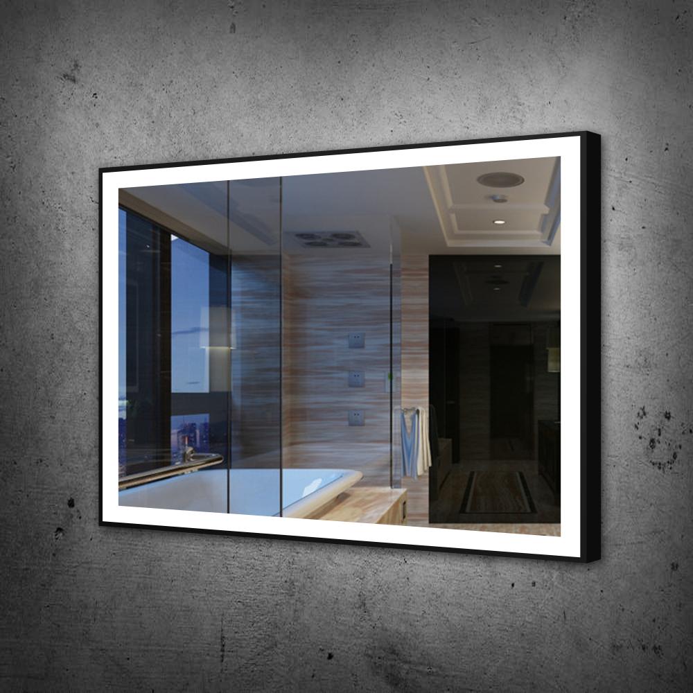 Chic Black Framed Rectangle Mirror (Frontlit)