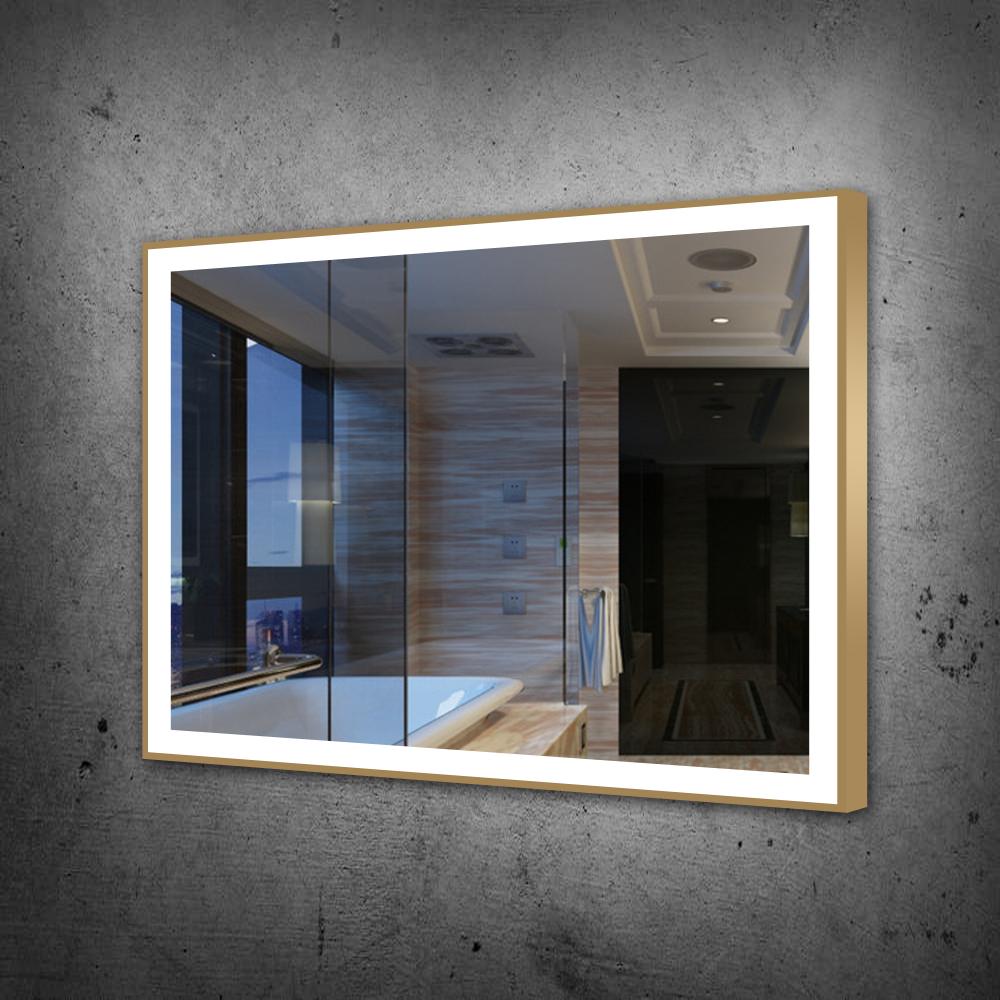 Chic Gold Framed Rectangle Mirror (Frontlit)