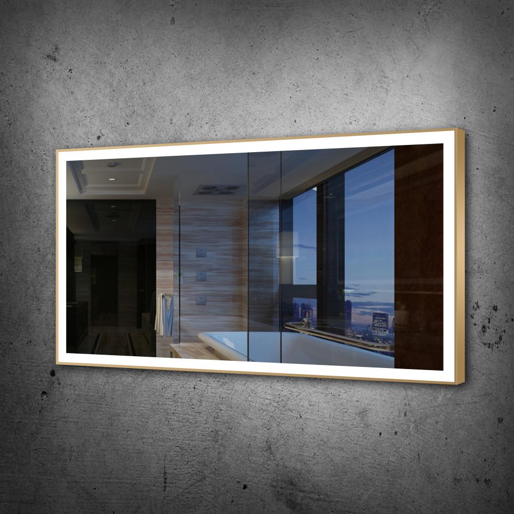 Chic Gold Framed Rectangle Mirror (Frontlit)