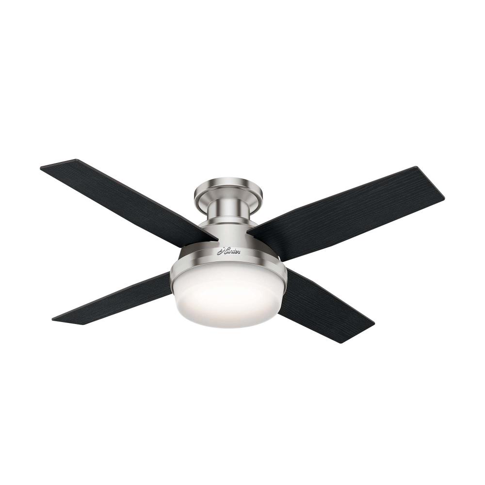 Hunter 44 inch Dempsey Brushed Nickel Low Profile Ceiling Fan with LED LT Kit and Handheld Remote