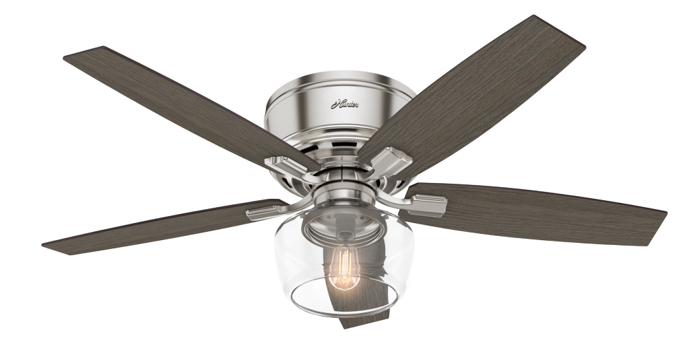 Hunter 52 inch Bennett Brushed Nickel Low Profile Ceiling Fan with LED LT Kit and Handheld Remote