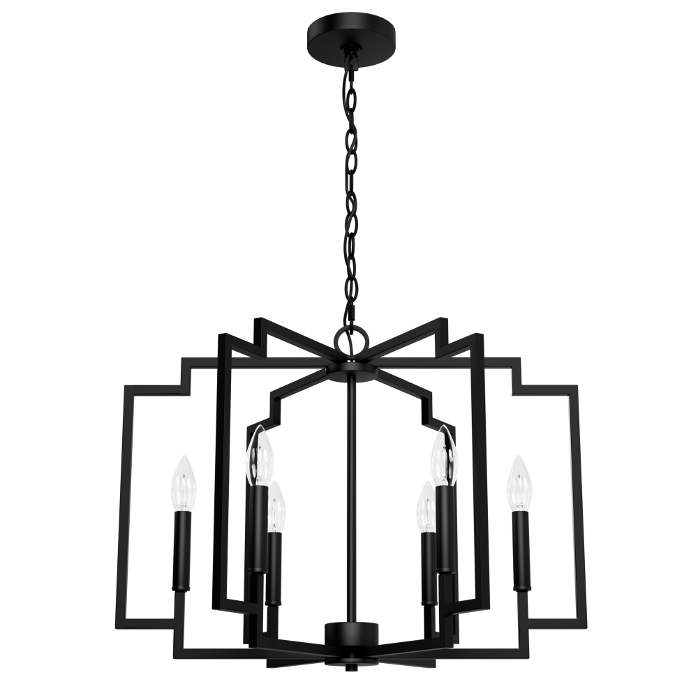 Hunter Zoanne Matte Black 6 Light Medium Chandelier Ceiling Light Fixture