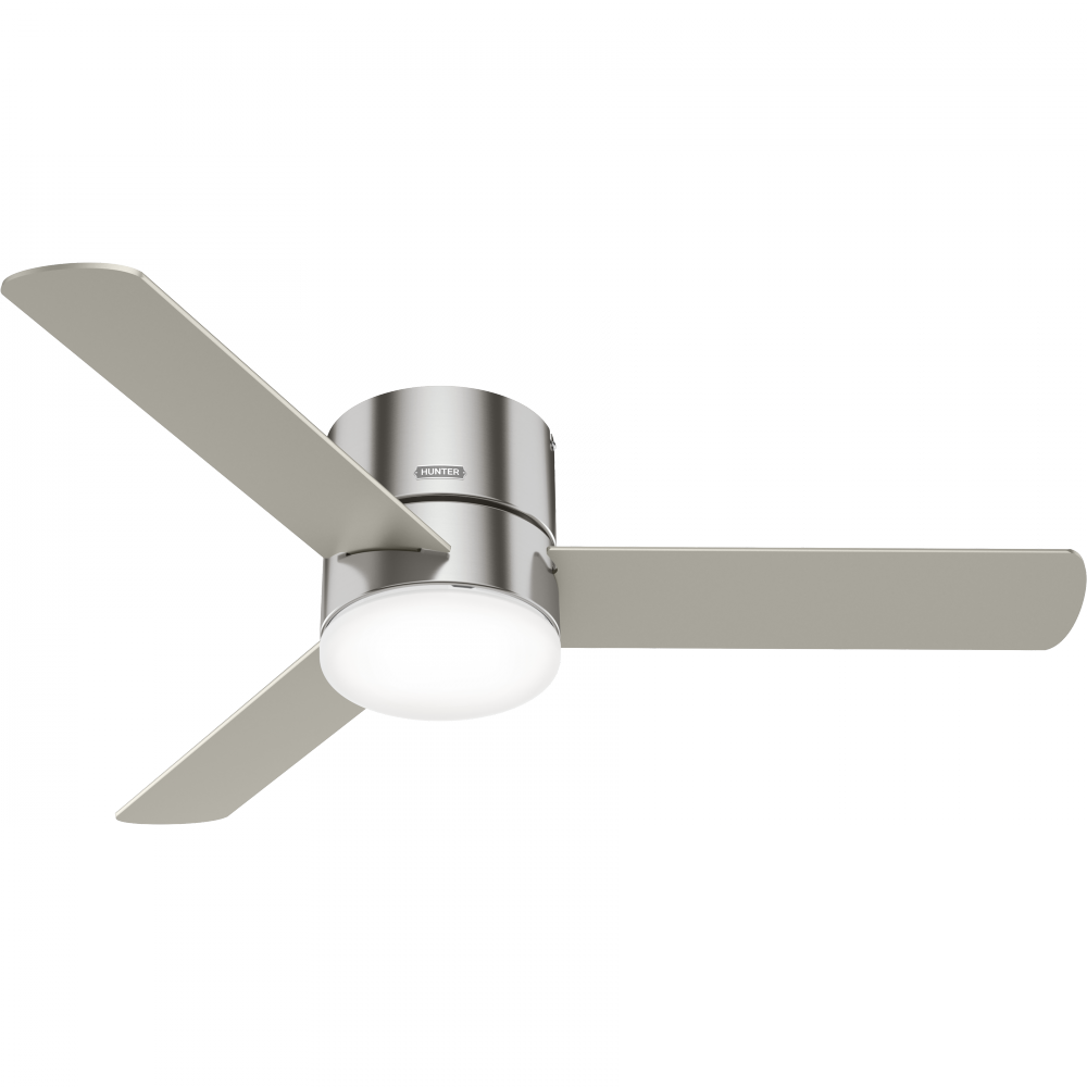 Hunter 52 inch Minimus Brushed Nickel Low Profile Ceiling Fan with LED LT Kit and Handheld Remote