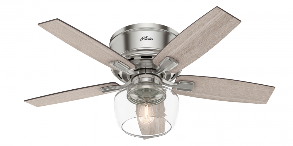 Hunter 44 inch Bennett Brushed Nickel Low Profile Ceiling Fan with LED LT Kit and Handheld Remote