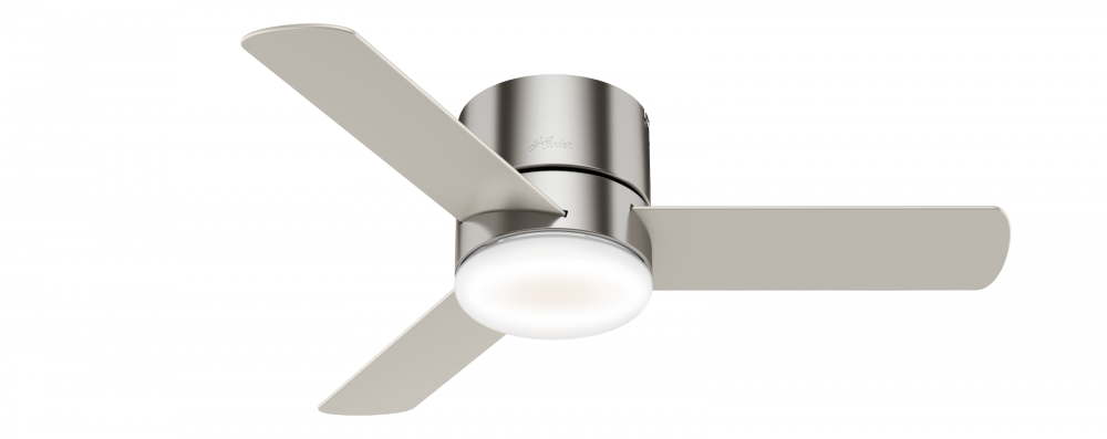 Hunter 44 inch Minimus Brushed Nickel Low Profile Ceiling Fan with LED LT Kit and Handheld Remote