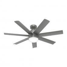 Hunter 52376 - Hunter 52 inch Brazos ENERGY STAR® Matte Silver Damp Rated Ceiling Fan with LED Light Kit