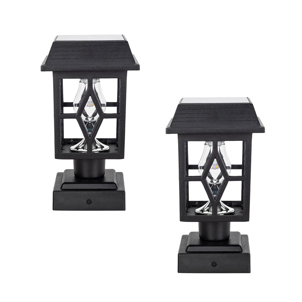 Luna II Solar Post Cap/Pier Mount Light â€“ Black 2 PK