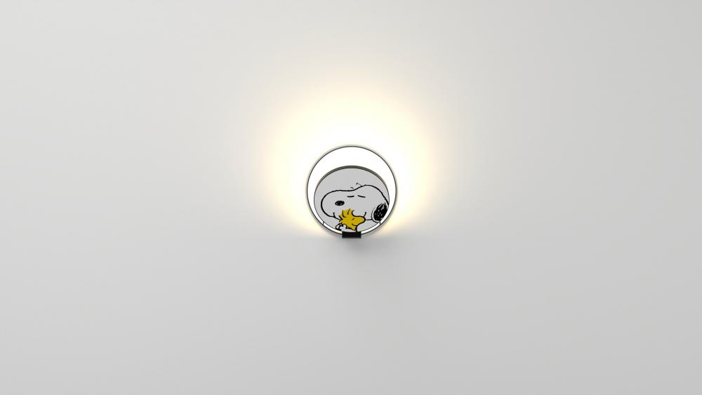 Peanuts® Gravy Wall Sconce - Metallic Black body, Snoopy Woodstock plates - Plug-in