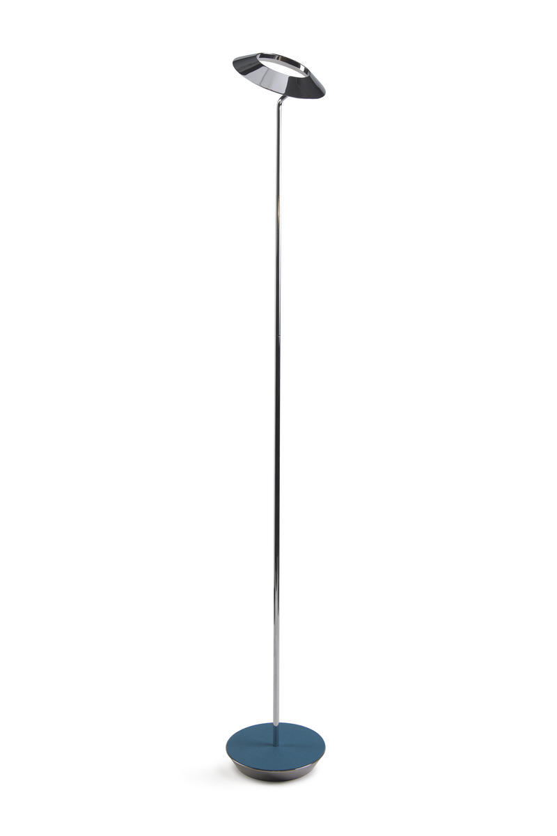 Royyo Floor Lamp, Chrome Body, Azure Felt base plate