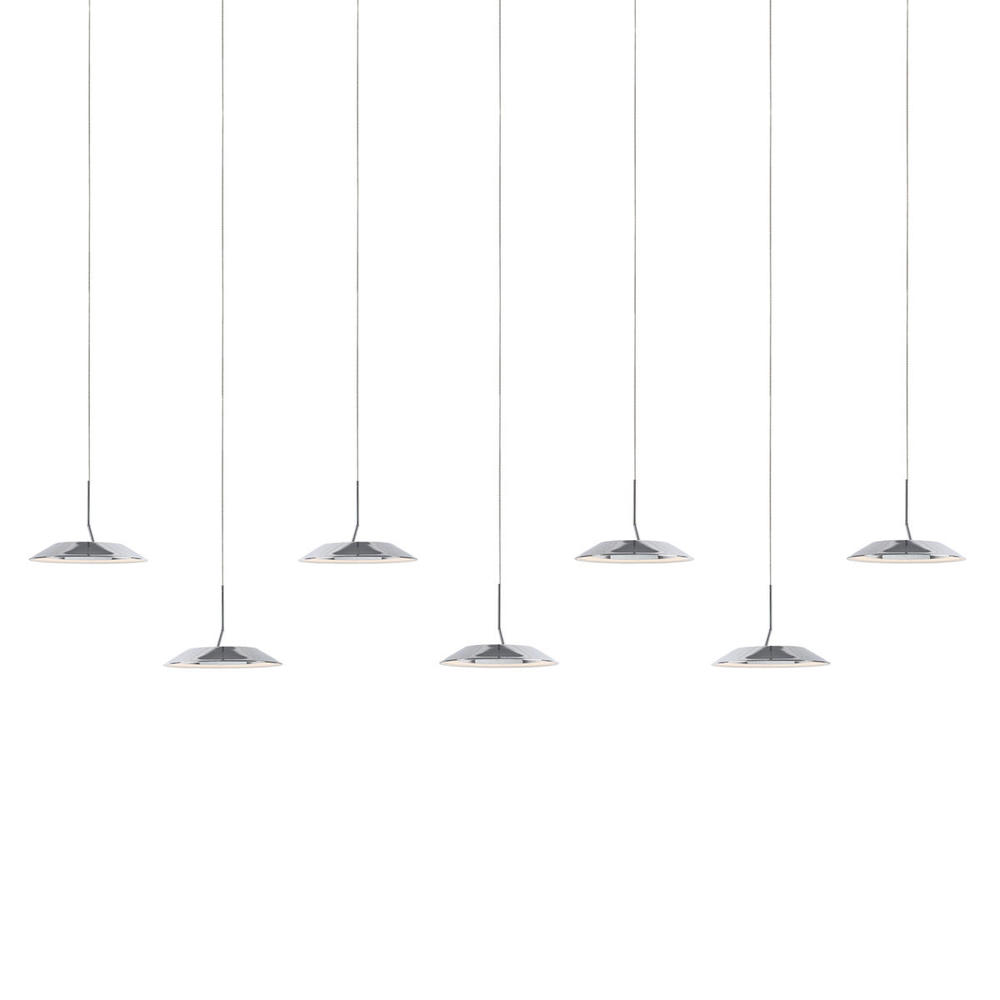 Royyo Pendant (linear with 7 pendants), Chrome, Matte White Canopy