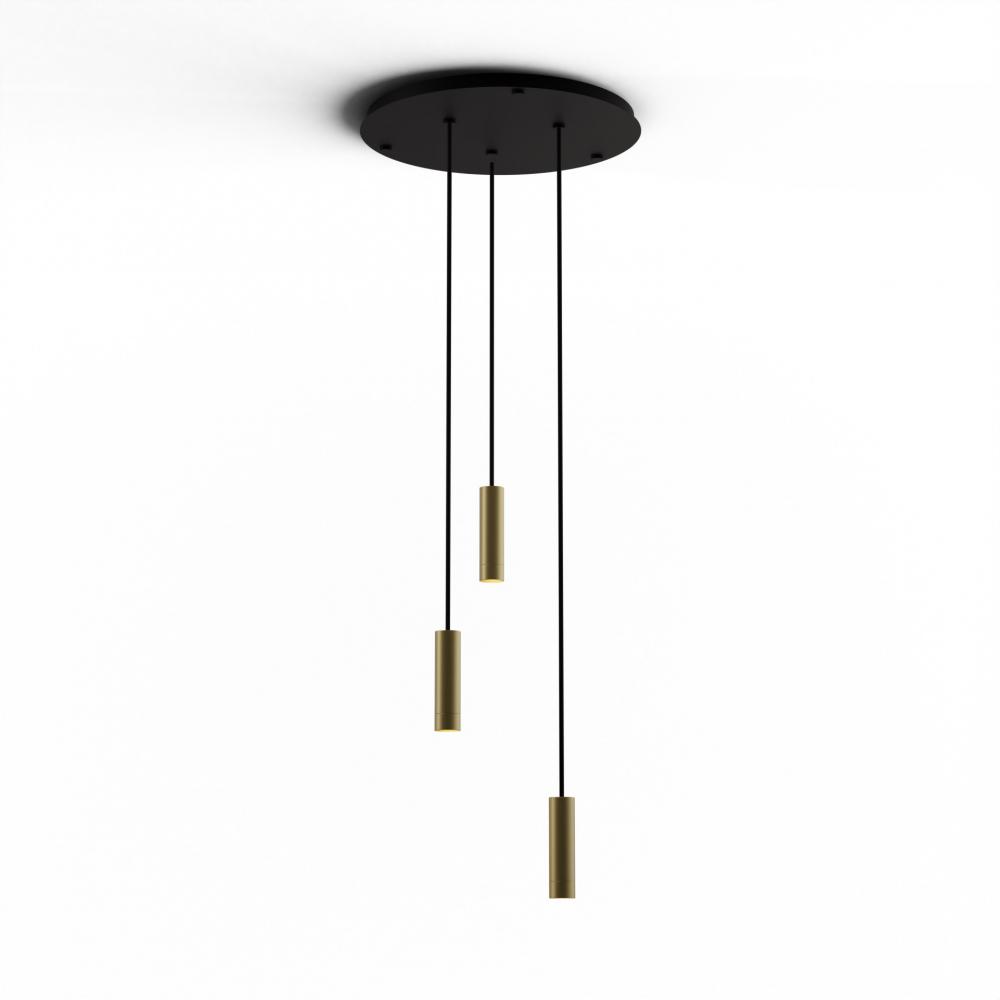 Combi Pendant 6" Circular 3 Combo Brass with Matte Black Canopy, Suspension / Flush Mount 2-in-1