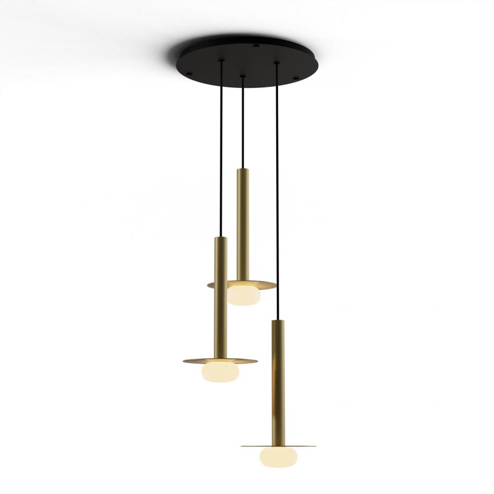 Combi Pendant 16" Circular 3 Combo Brass with Matte Black Canopy