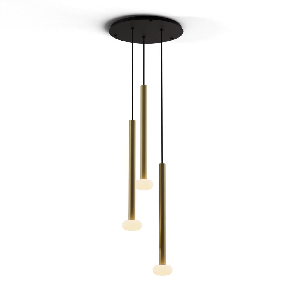 Combi Pendant 24" Circular 3 Combo Brass with Matte Black Canopy