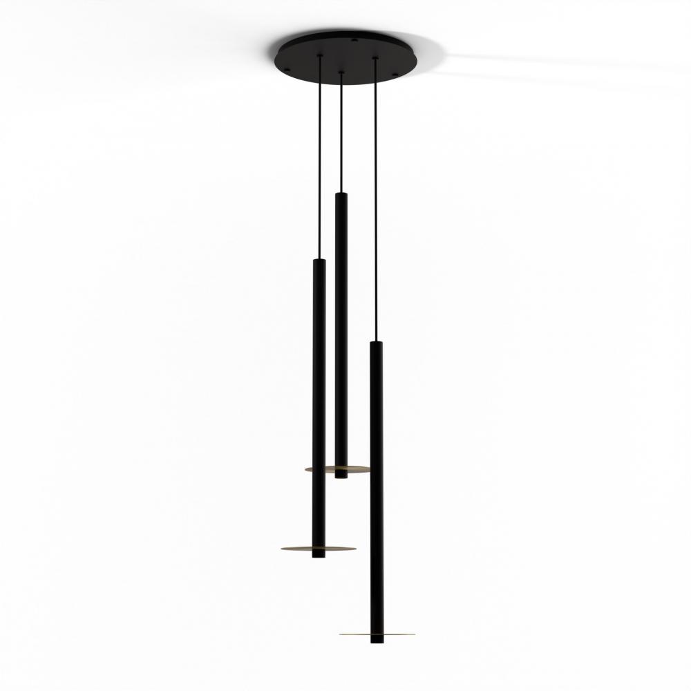 Combi Pendant 36" Circular 3 Combo Matte Black with Matte Black Canopy