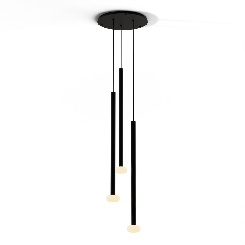 Combi Pendant 36" Circular 3 Combo Matte Black with Matte Black Canopy