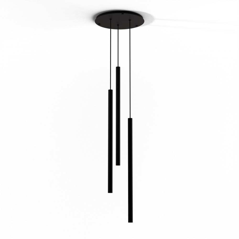 Combi Pendant 36" Circular 3 Combo Matte Black with Matte Black Canopy, Suspension / Flush Mount