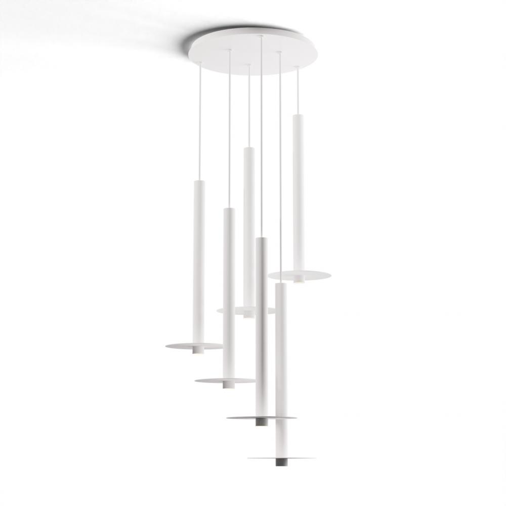 Combi Pendant 24" Circular 6 Combo Matte White with Matte White Canopy