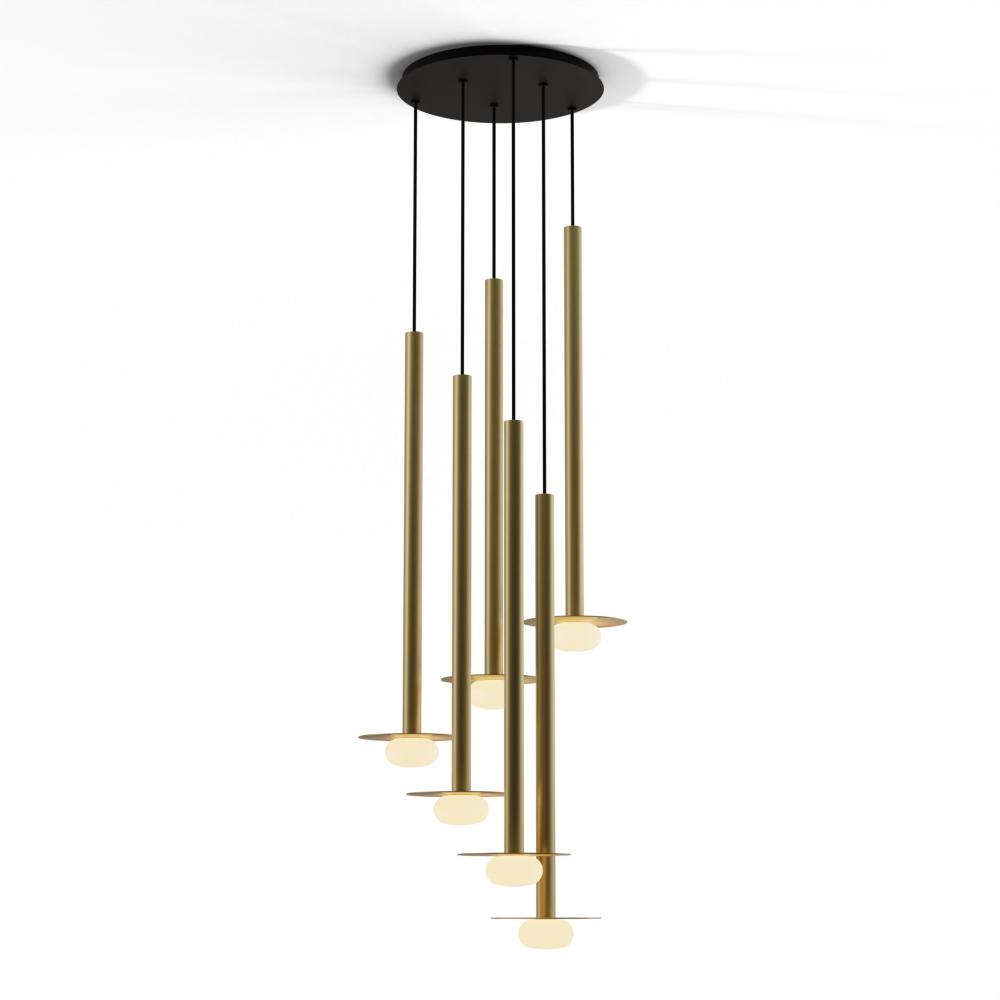 Combi Pendant 36" Circular 6 Combo Brass with Matte Black Canopy