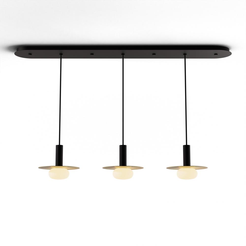 Combi Pendant 6" Linear 3 Combo Matte Black with Matte Black Canopy