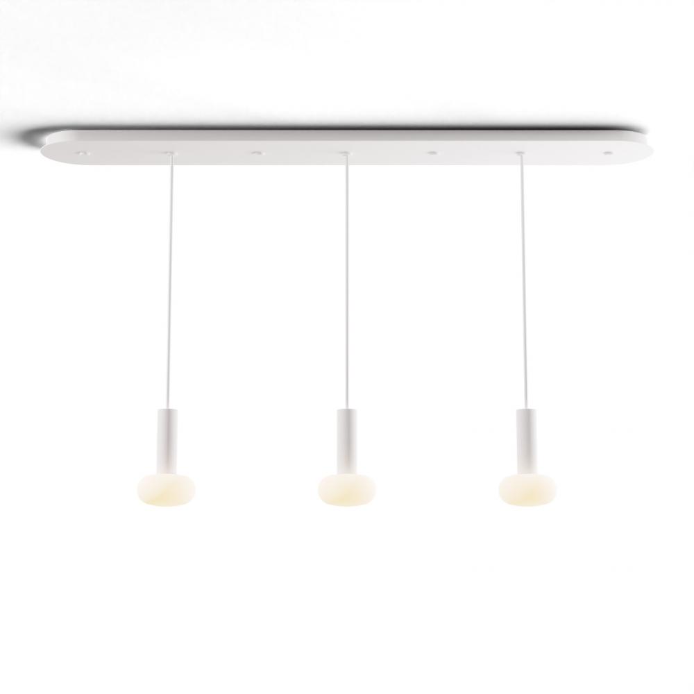 Combi Pendant 6" Linear 3 Combo Matte White with Matte White Canopy, Glass Ball attachment, Susp