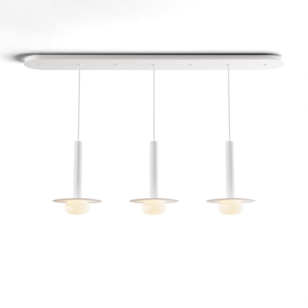 Combi Pendant 12" Linear 3 Combo Matte White with Matte White Canopy