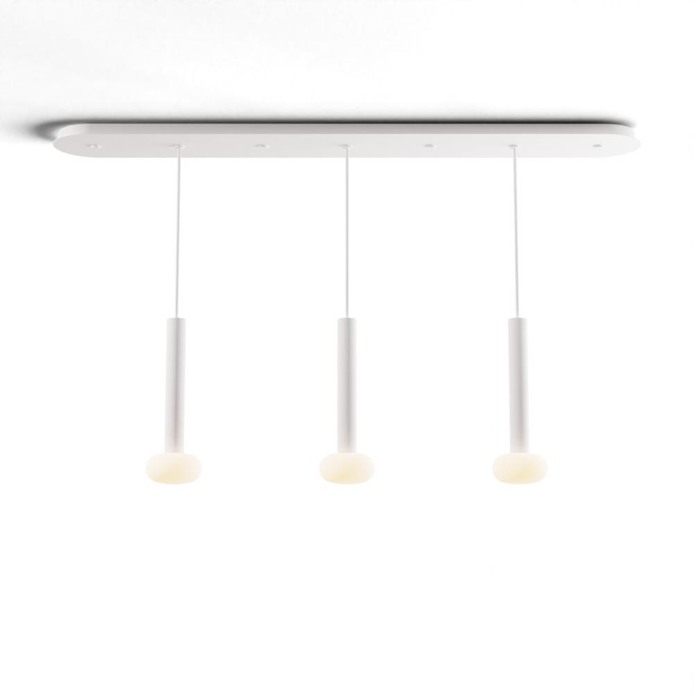 Combi Pendant 12" Linear 3 Combo Matte White with Matte White Canopy