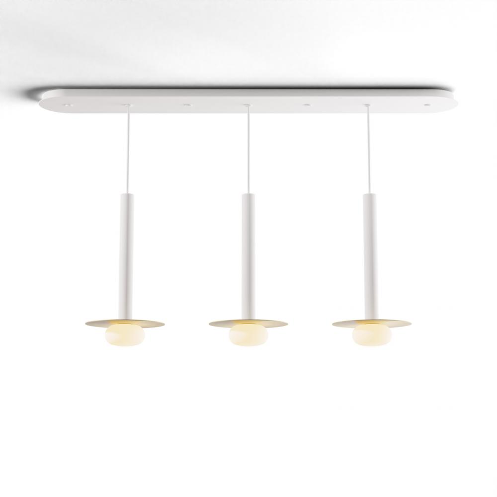 Combi Pendant 16" Linear 3 Combo Matte White with Matte White Canopy