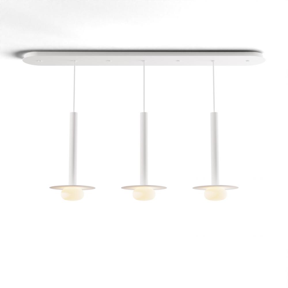 Combi Pendant 16" Linear 3 Combo Matte White with Matte White Canopy