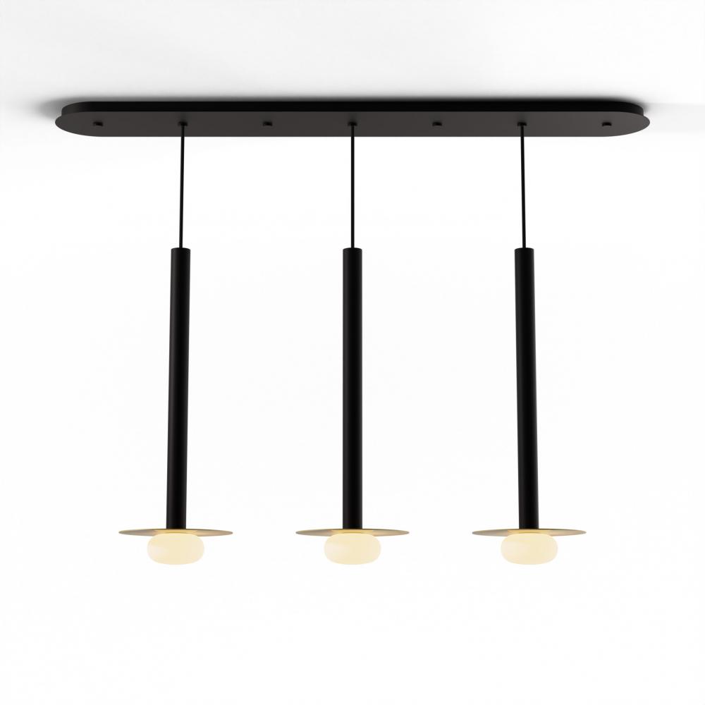 Combi Pendant 24" Linear 3 Combo Matte Black with Matte Black Canopy