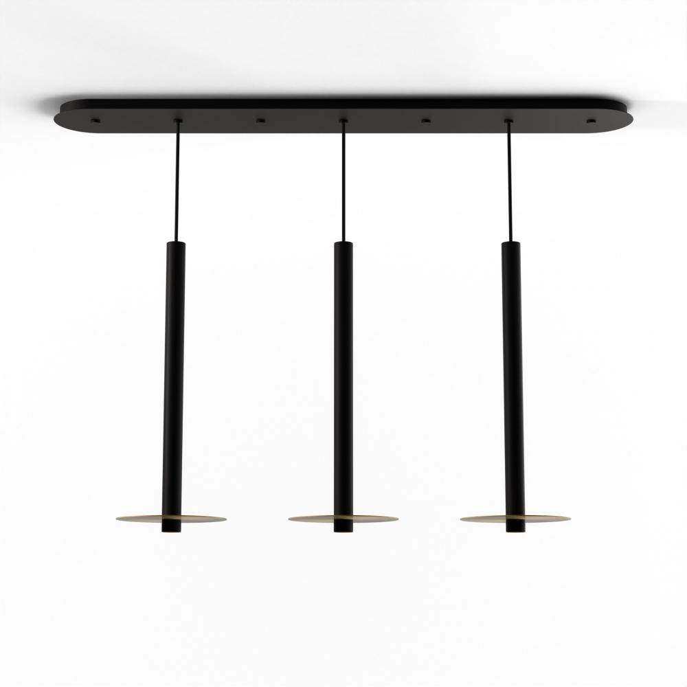 Combi Pendant 24" Linear 3 Combo Matte Black with Matte Black Canopy