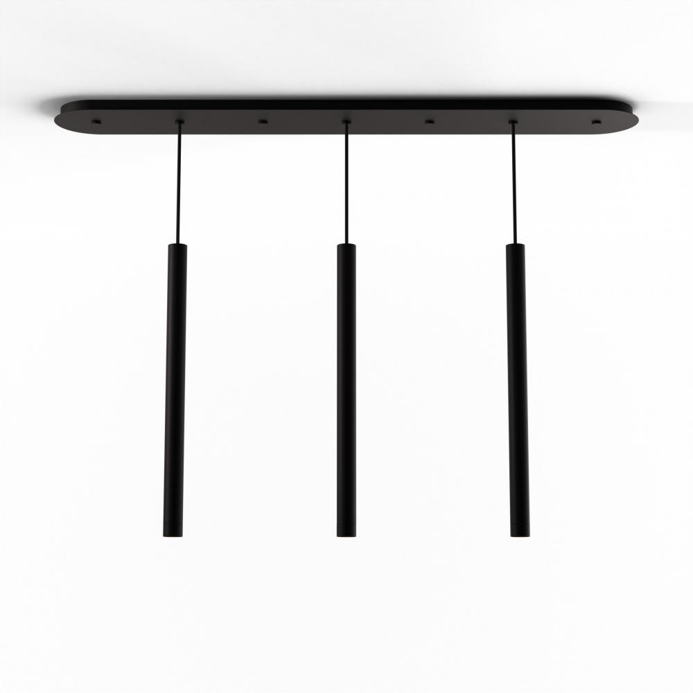 Combi Pendant 24" Linear 3 Combo Matte Black with Matte Black Canopy