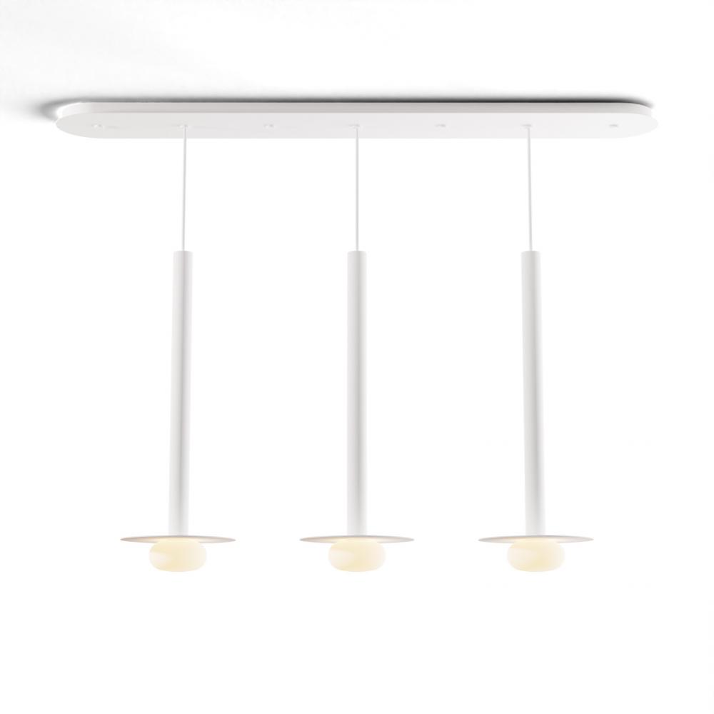 Combi Pendant 24" Linear 3 Combo Matte White with Matte White Canopy