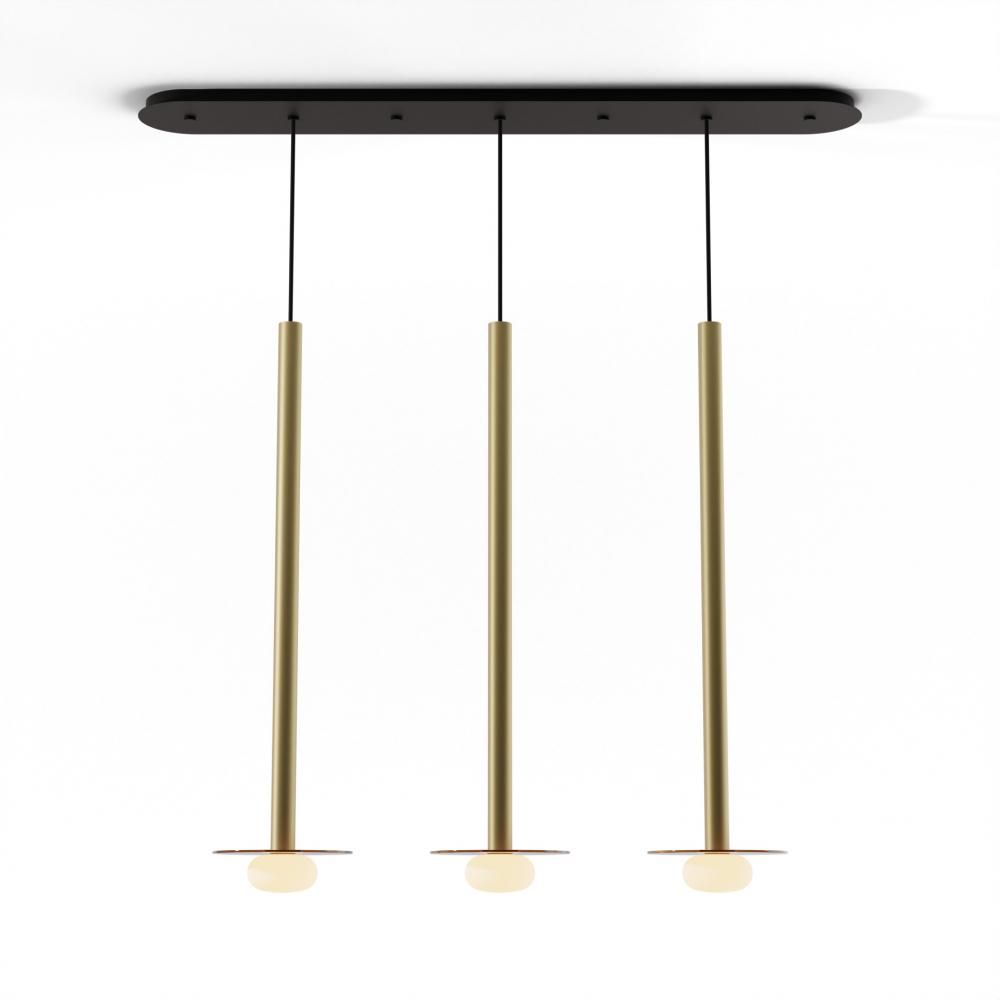 Combi Pendant 36" Linear 3 Combo Brass with Matte Black Canopy