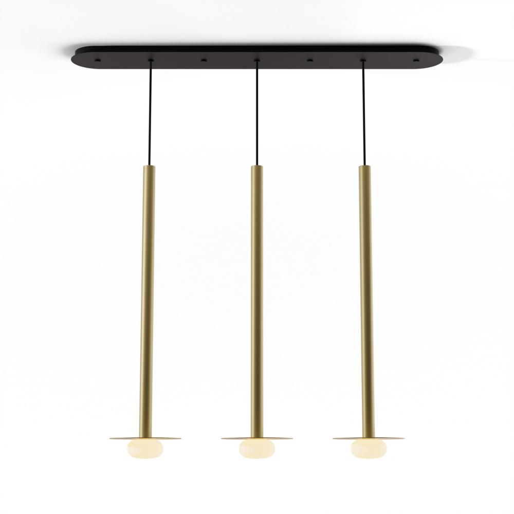 Combi Pendant 36" Linear 3 Combo Brass with Matte Black Canopy